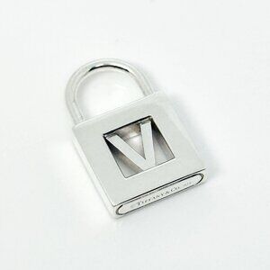 Tiffany & Co Sterling Silver Letter V Alphabet Initial Padlock Charm Pendant